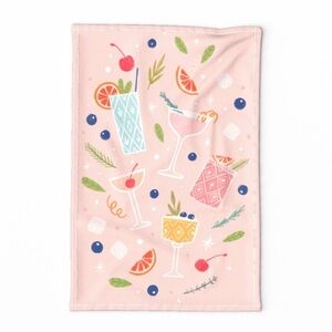 Retro Cocktail Bar Cart Tea Towel by Spoonflower 16”x24”